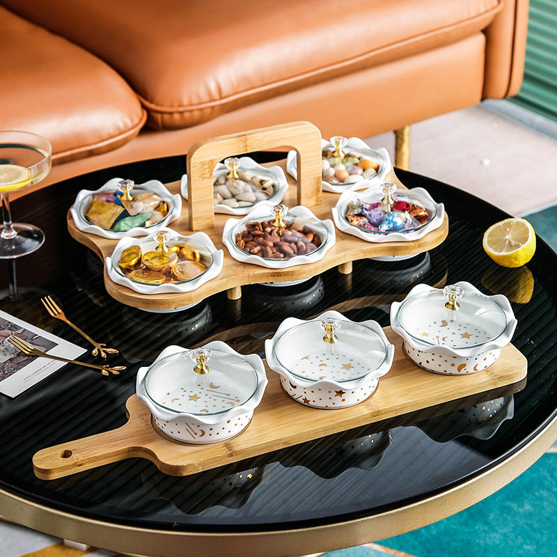 家用陶瓷果盘ktv糖果盘小菜碗水果拼盘欧式干果盘家用零食托盘