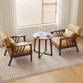 阳台茶桌椅组合小型家用茶台休闲区布置喝茶看书一桌两椅实木新款