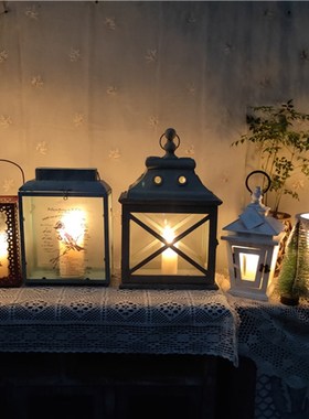 款可选-欧美仿古做旧宫廷风家居软装装饰品铁艺马灯烛台蜡台