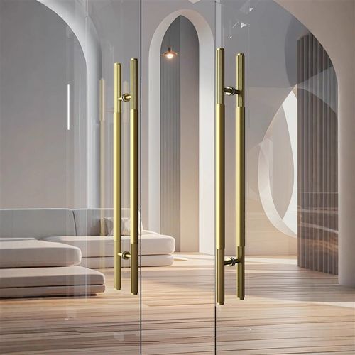 现代简约实木门把手豪华酒店包厢门拉手定制不锈钢双开玻璃门拉手