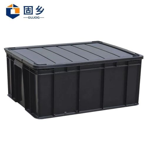 固乡防静电周转箱黑色塑料静电胶框箱物料盒带盖【黑色防静电箱子