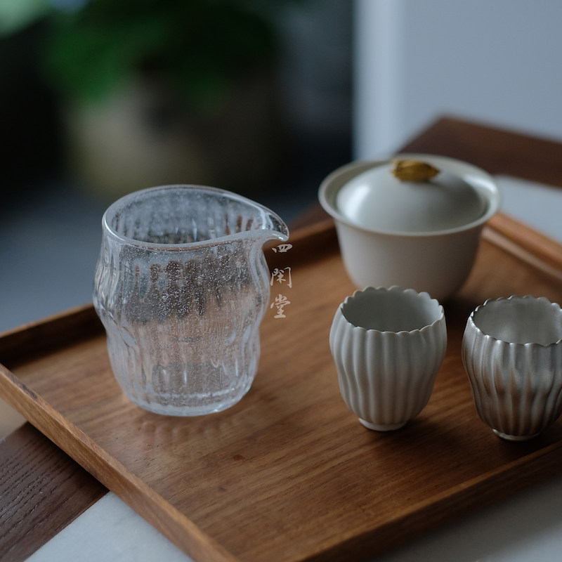 四闲堂 融明手作佛手琉璃公杯手工匀杯分茶器 琉璃茶器