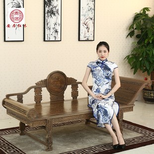红木家具贵妃塌午休躺椅贵妃床卧室太妃椅实木中式仿古沙发鸡翅木
