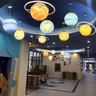 流浪星球灯月球吊灯创意星空装 饰餐厅商用店铺游乐场幼儿园地球灯