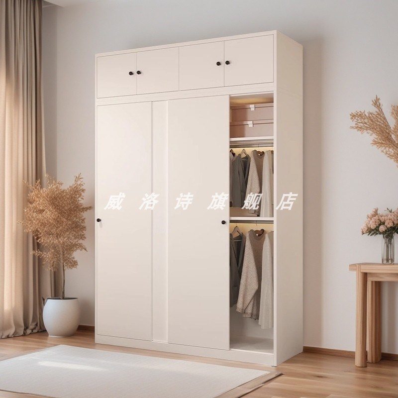 钢制衣柜家用卧室铁艺压型衣柜简约现代大容量金属衣橱推拉门移门
