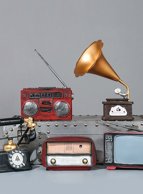 复古小摆件留声机创意欧式家居摆设咖啡厅酒吧店铺陈列酒柜装饰品