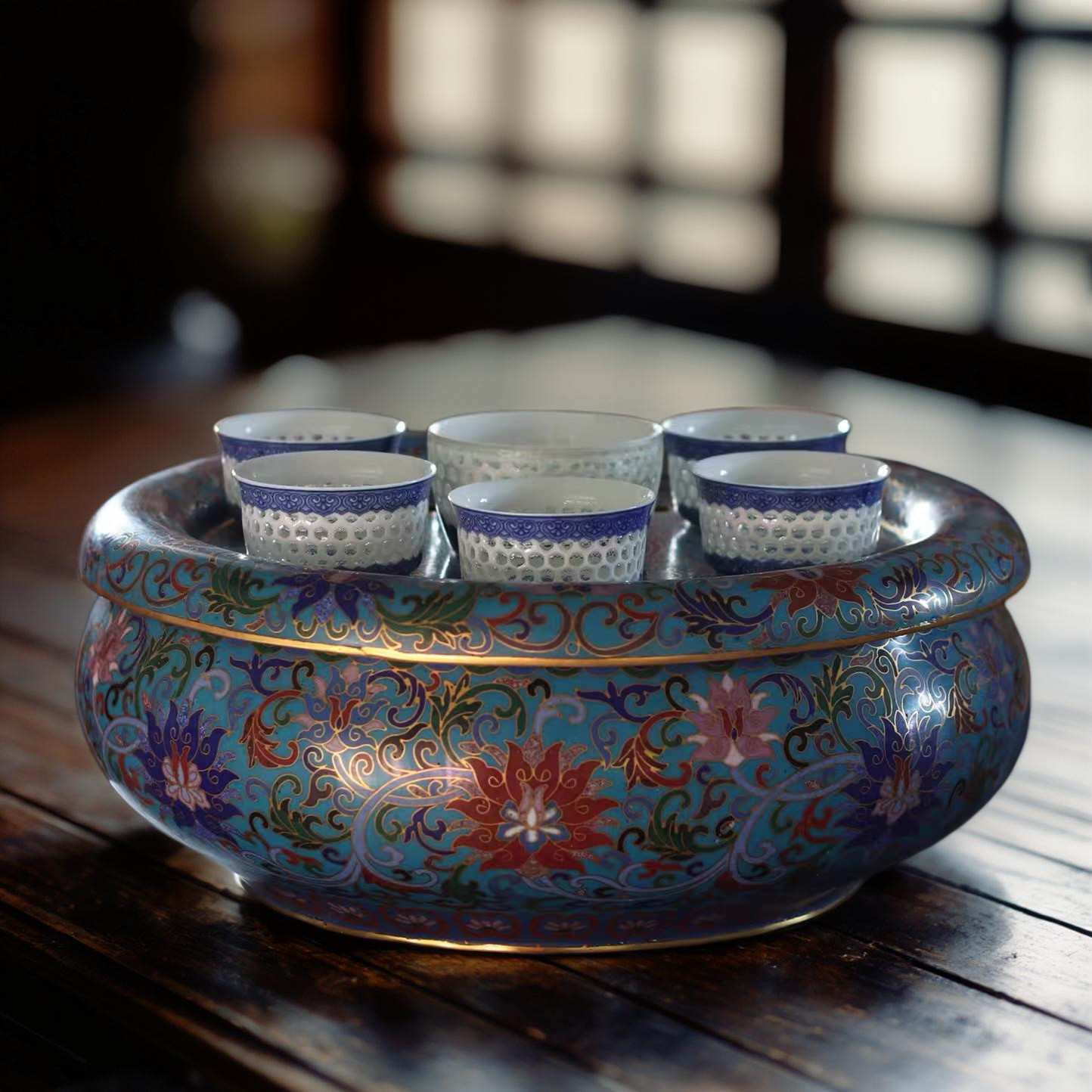 手工厚胎景泰蓝掐丝珐琅 功夫茶具茶海茶盘茶台古典中式客厅装饰