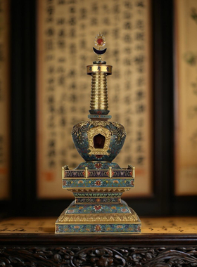 复原清代做法 景泰蓝掐丝珐琅纯紫铜錾胎佛塔工艺品家居摆件装饰