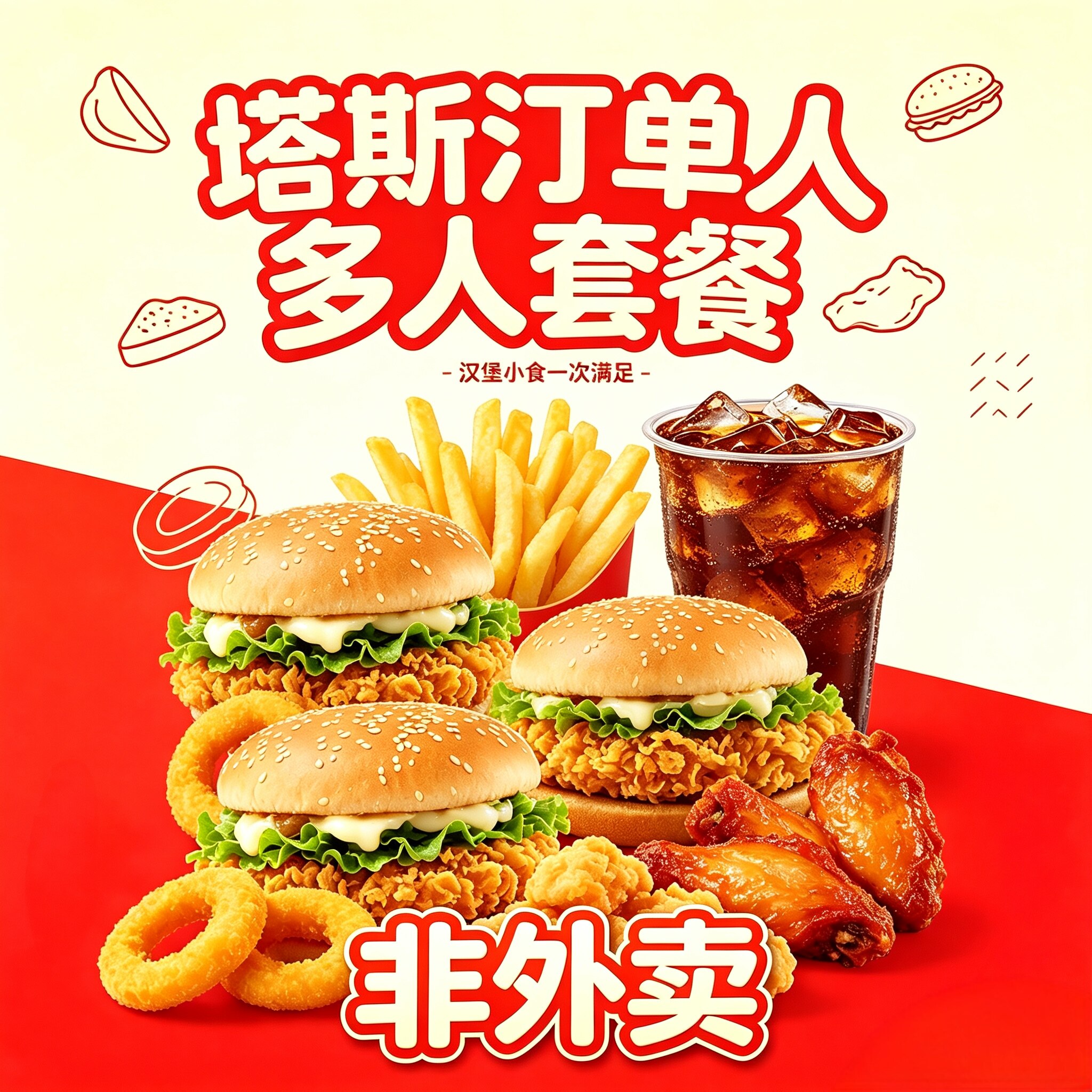 塔斯汀代下单多人套餐香辣藤椒堡图片