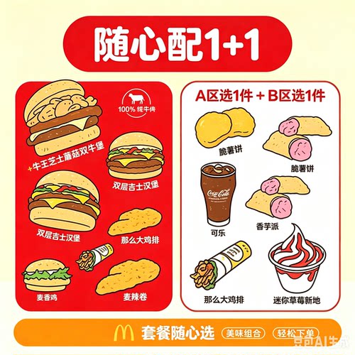 穷鬼套餐随心配1+1高达双层吉士