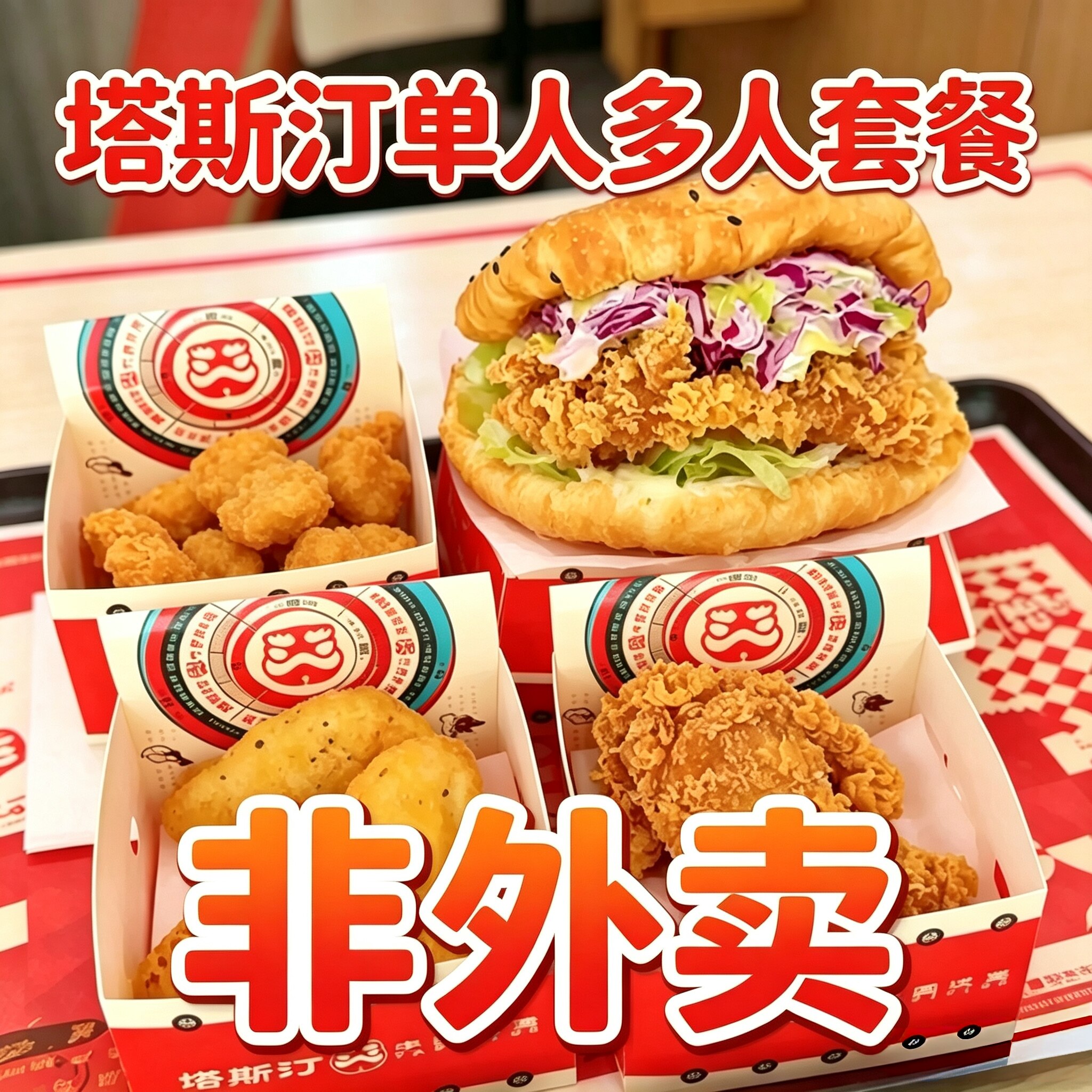 塔斯汀汉堡单人多人套餐2件3件图片