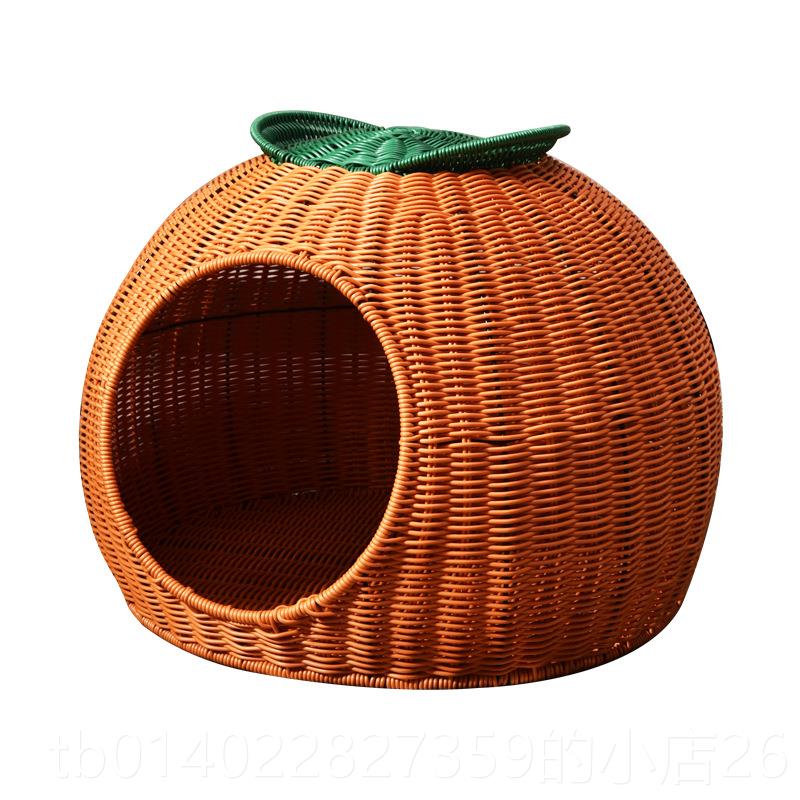 正品猫咪窝子四季通用猫窝编可藤水洗橙猫屋透气耐网红猫屋脏猫别