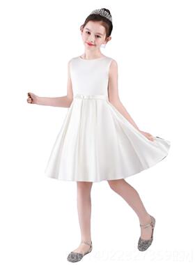 正品新款女童圣诞公节主元旦红色缎布主礼服裙诗朗诵钢琴演出持服