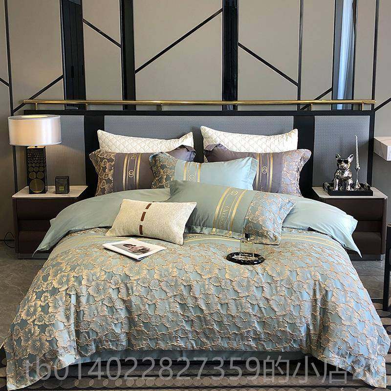 正品140支奢华提花埃及四品件套出口欧美棉纯棉棉贡缎床上用床笠