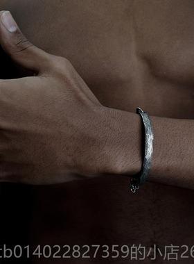 正品VIXORM Ha手mer 925纯银镯 原创设计m个性款 机械暗黑系T列半