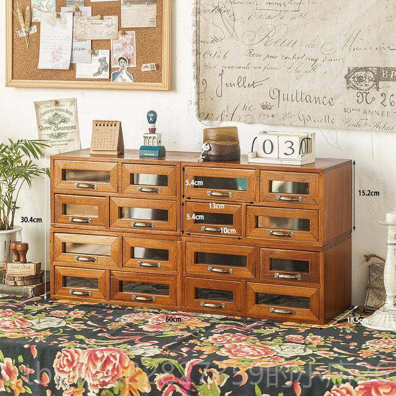 正品档实木制收纳柜化物妆多层置高架首饰盒品子复古桌面抽屉式收