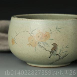 正品匠手人绘秋实图大笔洗文仿古瓷洗器摆件景德镇陶瓷中式水盂房