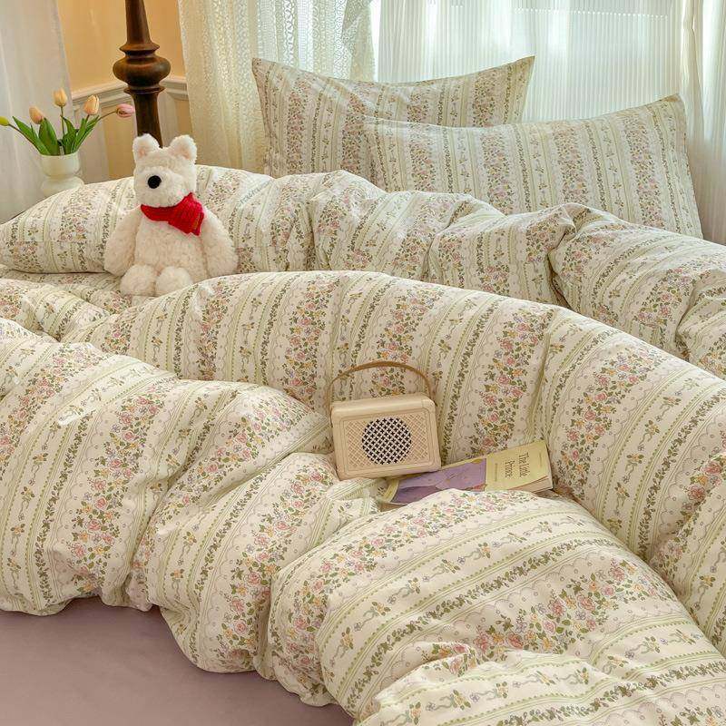 厂家韩式碎花纯棉床上四件套全棉床单被套床笠床品宿舍三件套1.8m