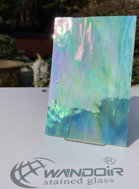 【厂家直销】彩色玻璃 珠光五彩湖绿色玻璃 教堂玻璃【647IR】