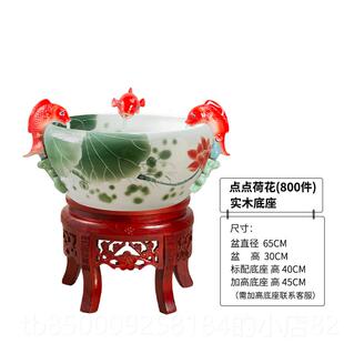正品景镇家陶瓷荷花缸金鱼缸乌德龟缸流水鱼池居造景喷泉观装景饰