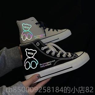 正品鞋34码帆布女鞋高帮初中学冬生孩秋女款大童板鞋季加绒小学生