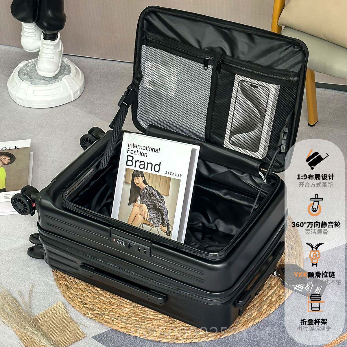 正品新款侧开 箱口行李箱女可扩行容拉杆箱箱皮箱子男密码翻盖旅