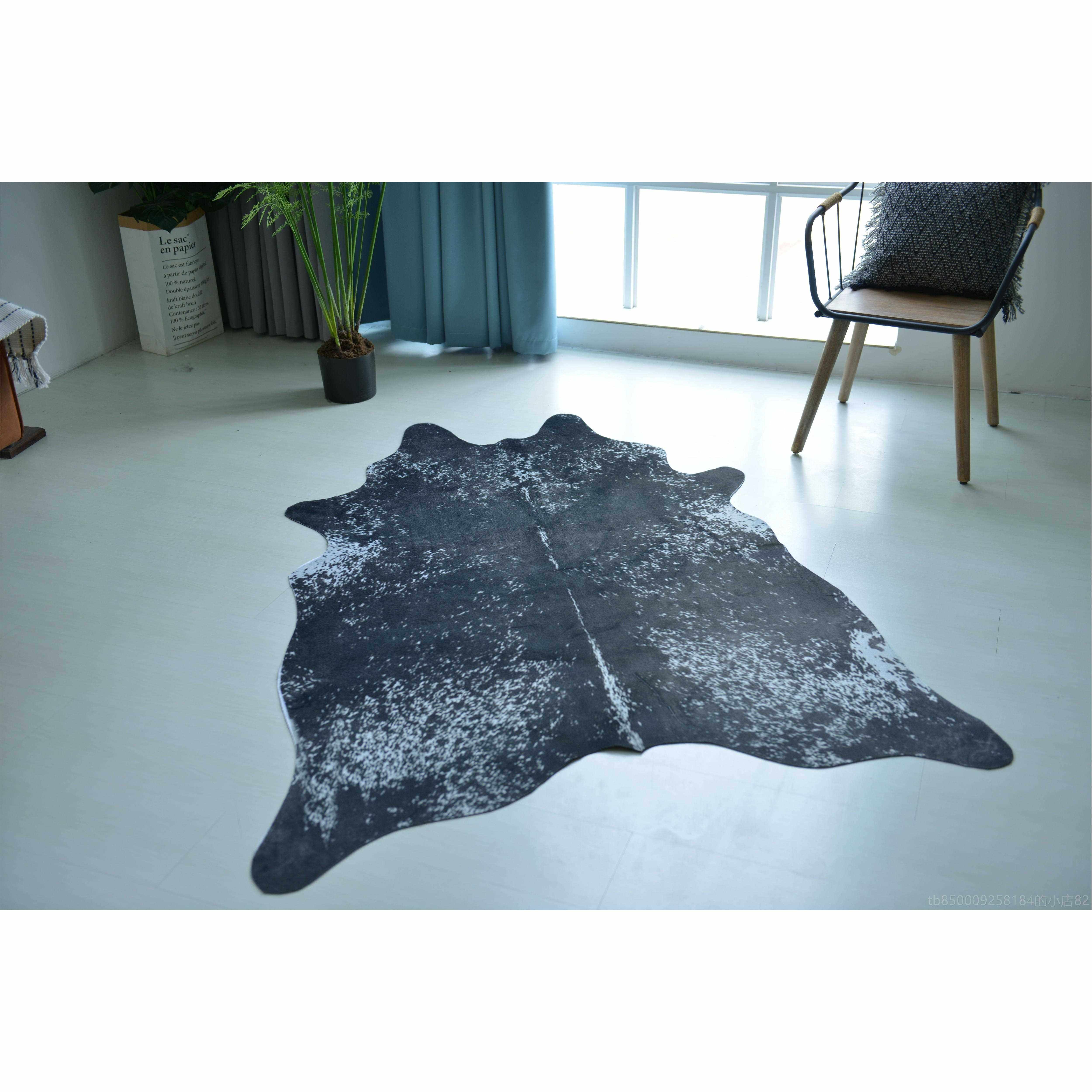 正品牛地毯 欧式动物纹奶牛皮客厅卧室几黑白毛时尚创意茶绒地垫
