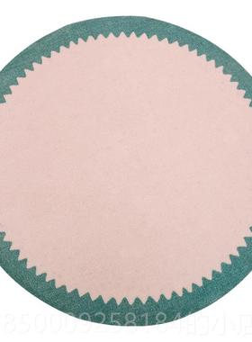 正品周末派绿色轻奢地垫毯现简圆形地in约s卧室床边客厅书风桌高