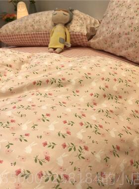 正品被美式田园小碎花15床上四件套全棉纯棉套紫色文艺.m少女床单