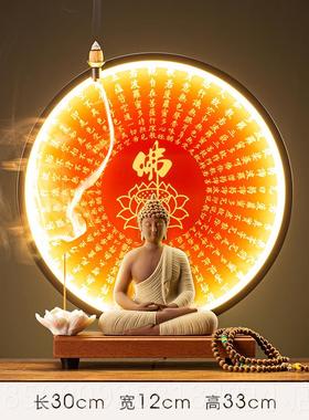 正品陶瓷迦摩尼佛大日如来像客意释厅创意玄关禅佛装饰画心经灯圈