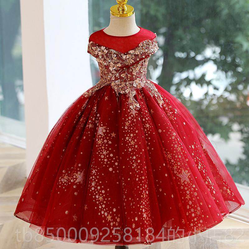 正品红裙孩优雅的公裙主儿童持人花主女孩婚礼钢琴表演服装秋女季,童装/婴儿装/亲子装,儿童礼服,淘宝优惠券,粉丝福利购,淘宝优惠卷