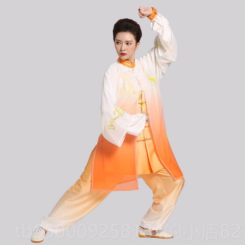 正品武刺太极服刺绣梦蝶表云演习武服红色表演绣服装三件行套