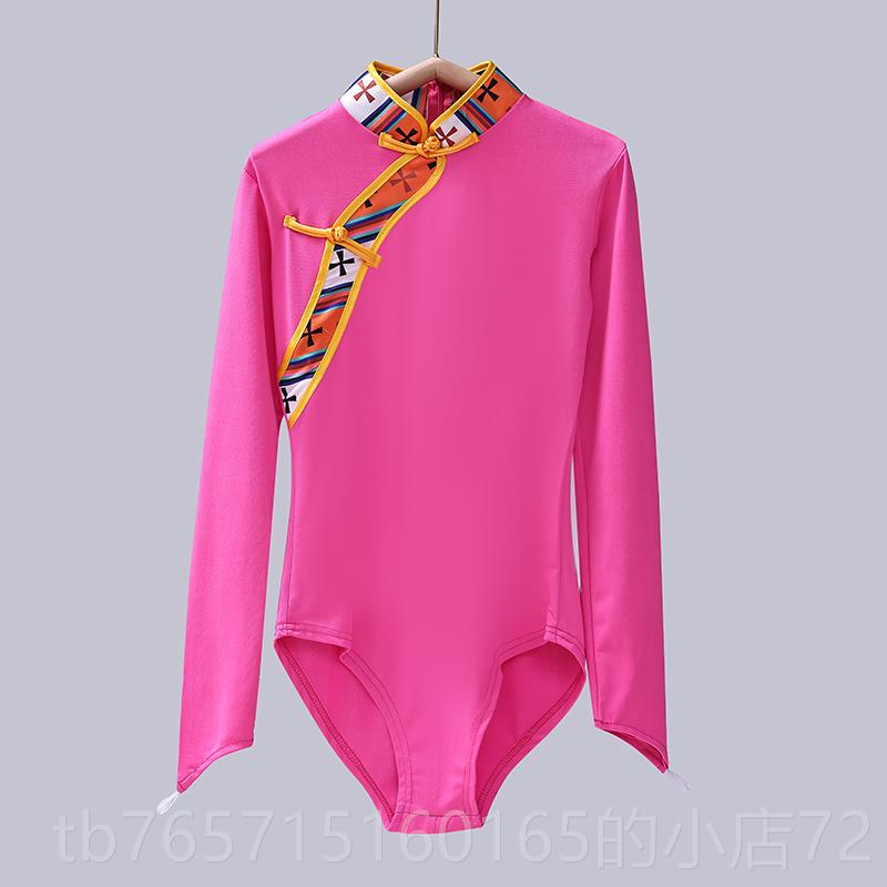 高档藏舞蹈演出服装新连身上衣艺考练蹈功服民族舞表演款族服广场