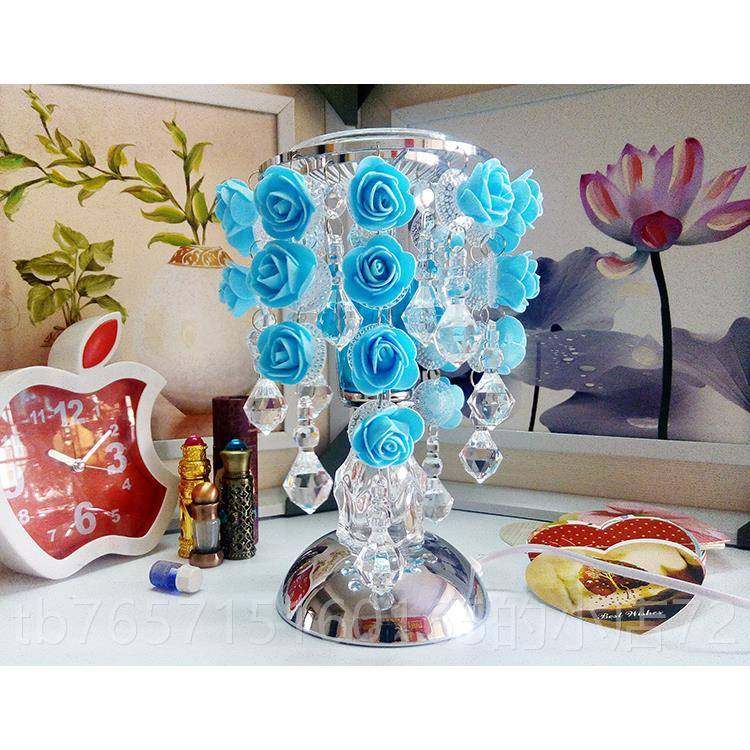 高档结台灯玫瑰花台灯感应香薰台灯婚卧节室台灯情人新婚年礼物结