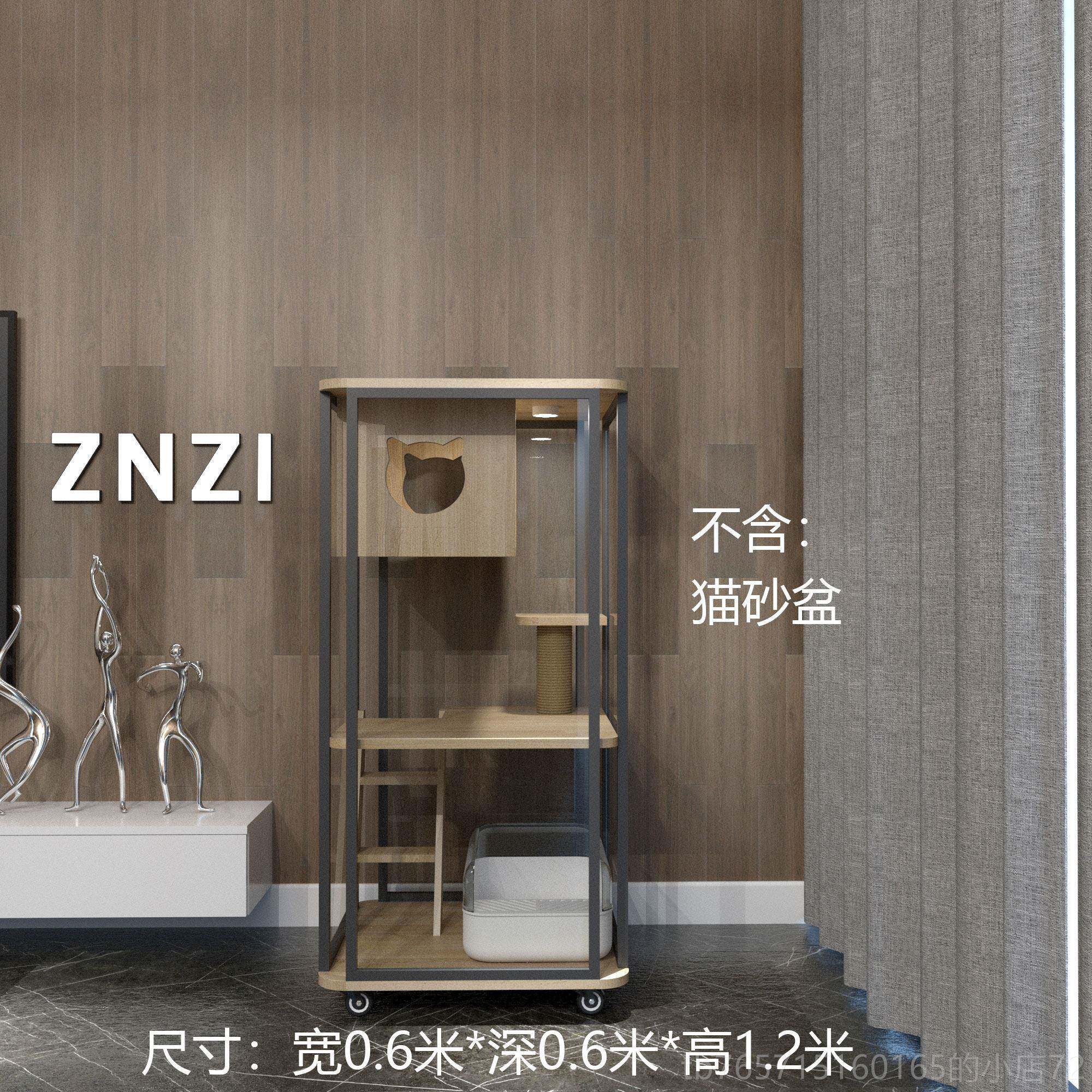 高档ZNZI全景玻璃猫别屋墅高档空间猫笼家大用木猫宠物室内猫咪猫