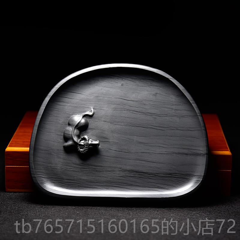 高档精品中品国歙砚/耕耘孺子/天然原石水波纹砚台素砚实用文房墨