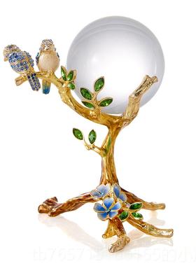 高档水圣朗摆伦轻奢珐琅彩件品晶玻璃球电视柜办公室新中式饰开业