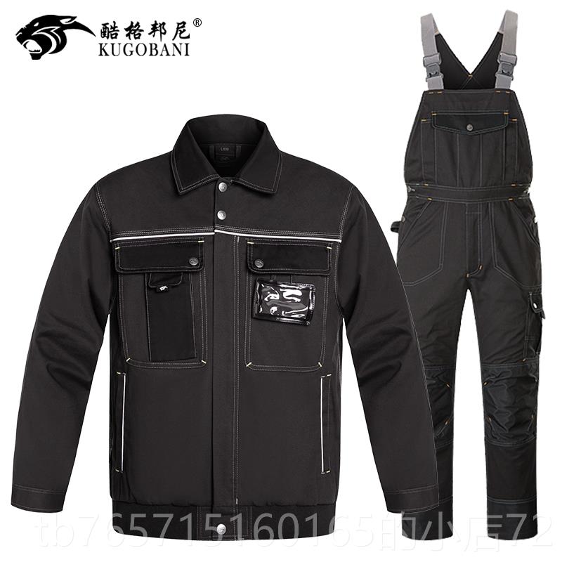 高档裤工装背带男工作服耐磨筒连体劳机修保服宽松直吊带反光条的