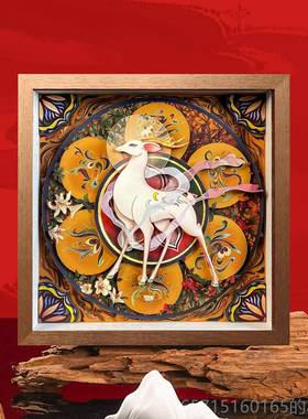 高档鹿福福禄创意桌面摆件遗非手工艺品招财礼品新中长式客厅装饰