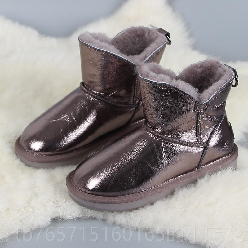 高档北2024冬厚新款雪地靴女体真皮加羊毛一短筒防水防滑保暖东大
