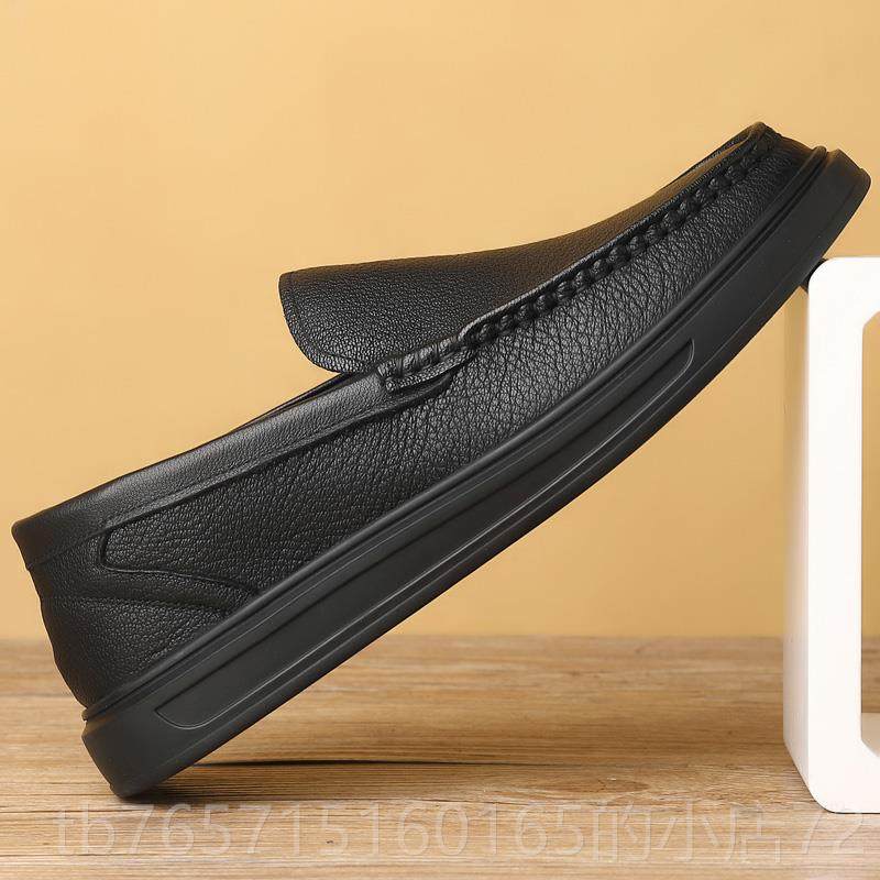 高档春秋新款搭脚士套牛皮男鞋休闲百一脚蹬户外软底软面驾车鞋潮