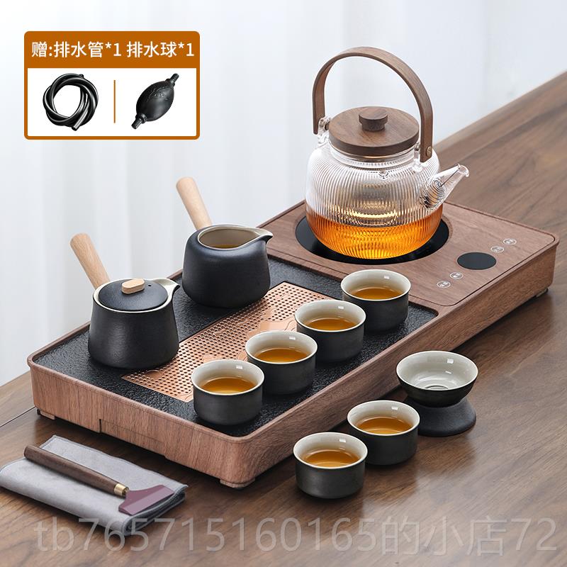 高档茶具套装家用汝小窑一整盘套壶轻奢高档客厅型自动茶茶台烧水