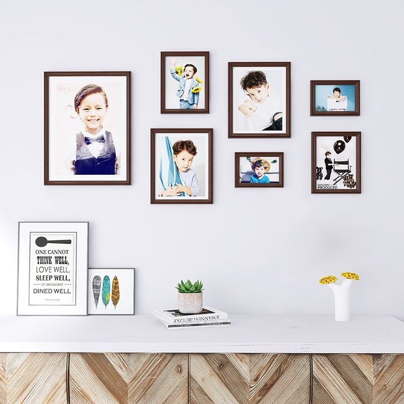 玄关小墙面儿童房照片墙相片实木组合相框架洗挂墙照片 diy打印