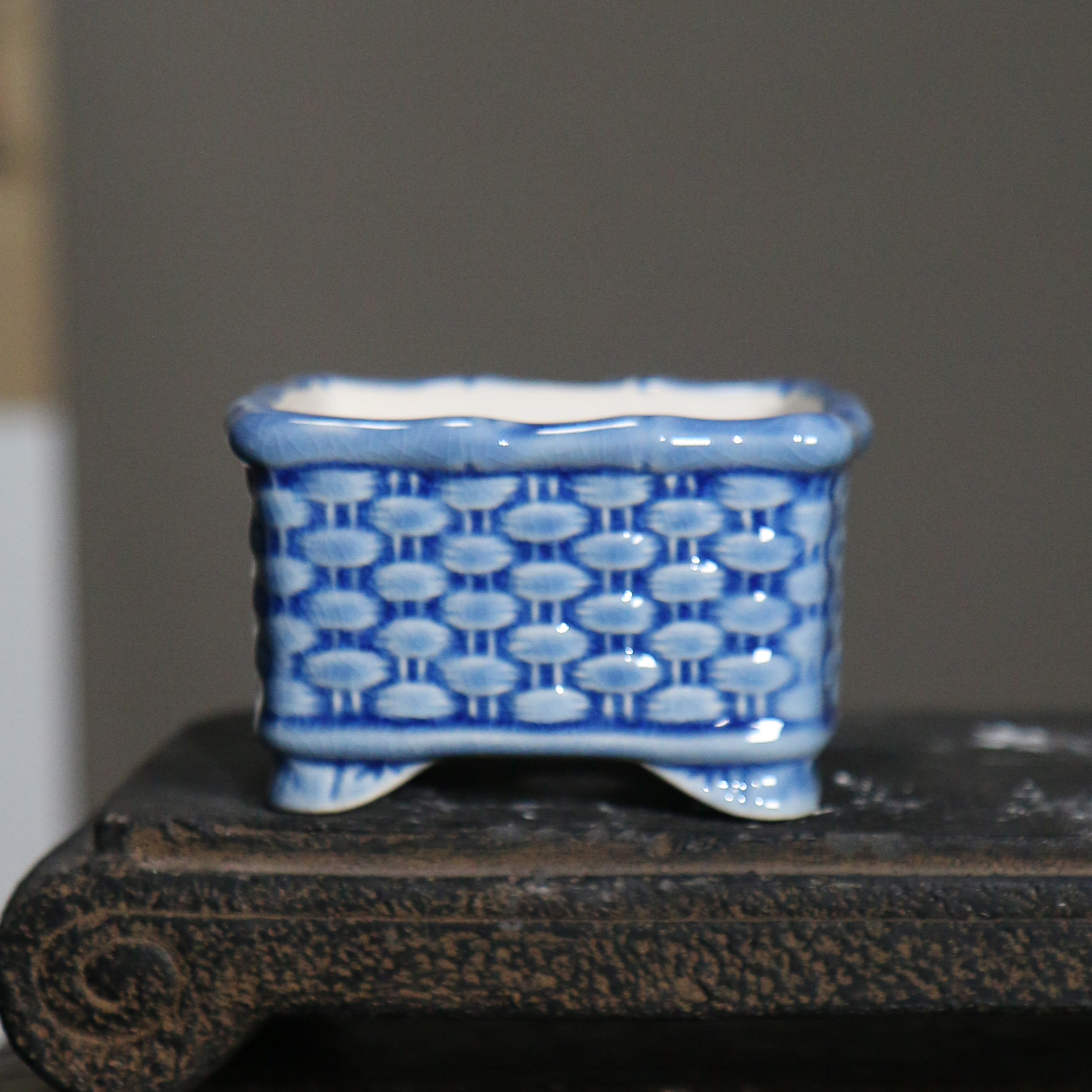 紫砂花盆陶瓷盆景盆精品釉盆微型盆竹筐小正方盆觅陶乡文堂盆