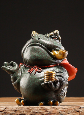 中式招财金蟾线香插摆件鱼缸造景客厅桌面茶几装饰创意乔迁送礼品