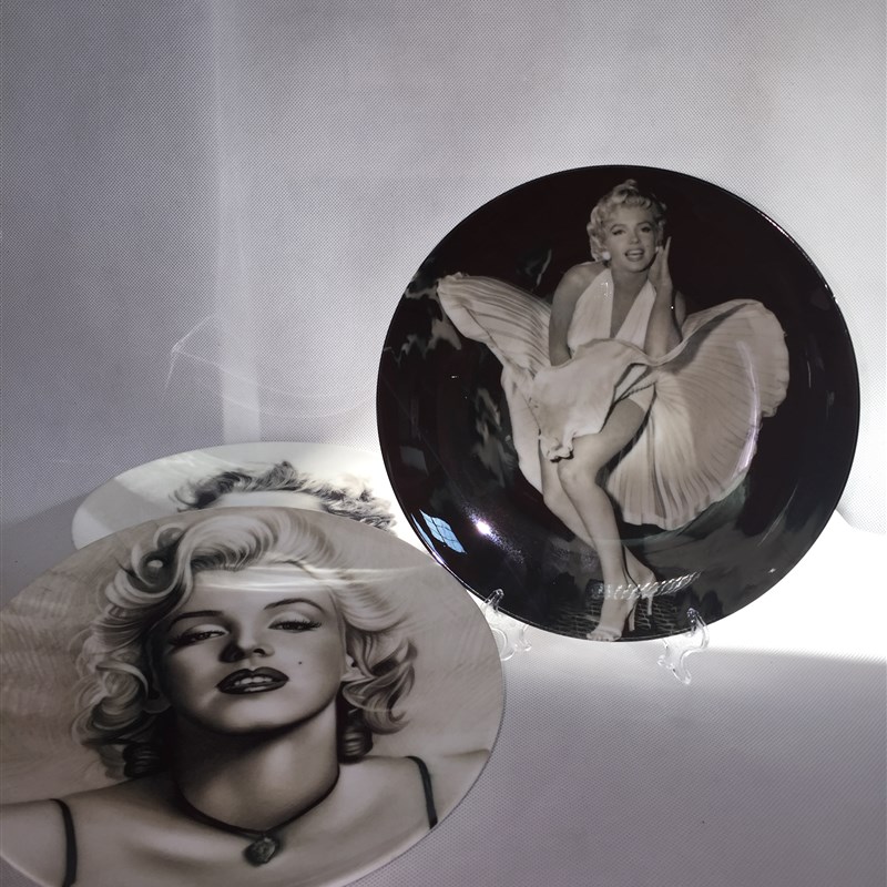 玛丽莲梦露画盘子酒吧客厅墙壁黑白复古挂盘挂画艺术装饰陶瓷摆件