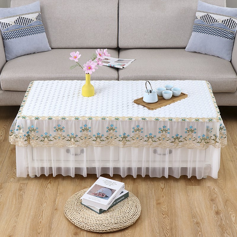 纯色防滑茶几套罩现代简约客厅长方形茶机套全包家用防尘台布布艺
