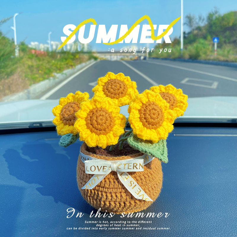 手工编织diy材料包郁金香盆栽钩针简单钩织永生花盆花桌面摆件