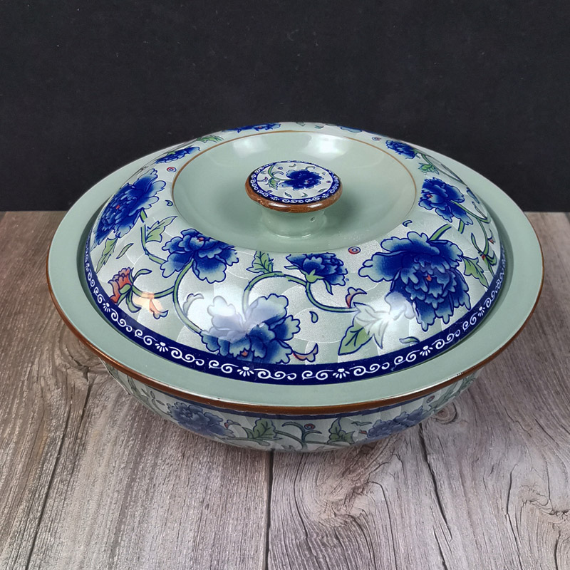 陶瓷碗带盖大汤盆大号家用盛汤青瓷品锅釉下彩中式餐具炖汤碗大码