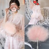 古风仙气羽毛扇汉服配饰舞台表演舞蹈扇儿童扇摄影创意团扇手持扇